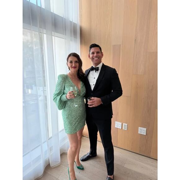 Ieena for Mac Duggal Sequin Blouson Sleeve Dress Size 6 - Picture 3 of 13